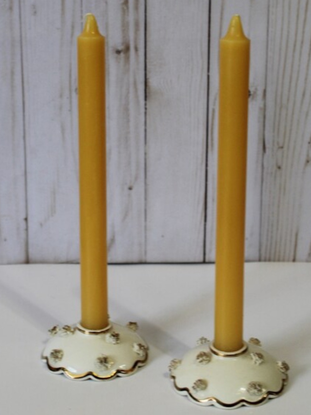 Vintage Gold Trim roses Cream Spaghetti Candle Holders cottage core feminine